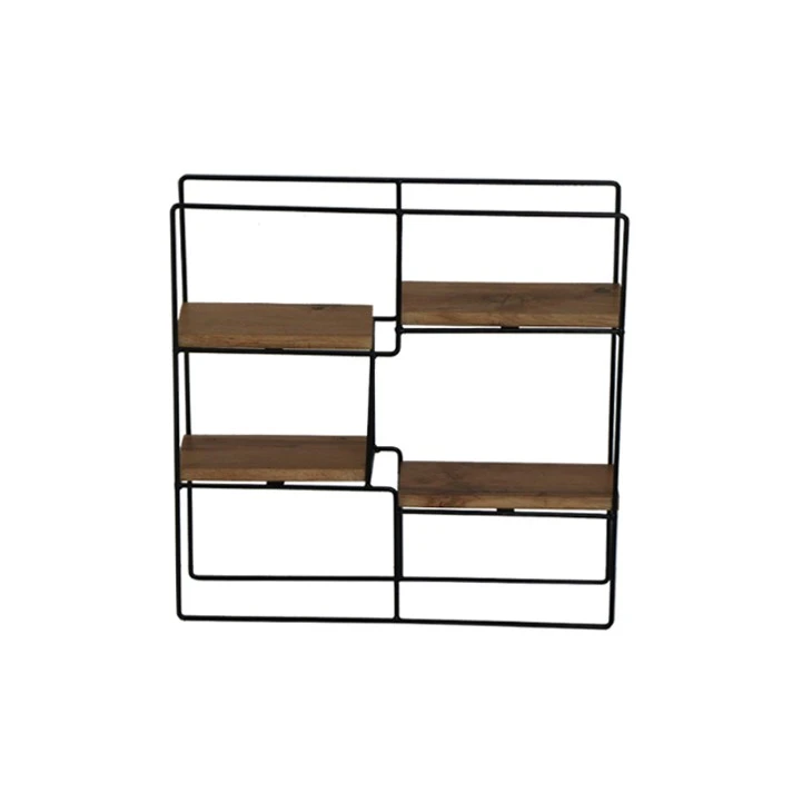 Square Wall Shelf With Metal Frame